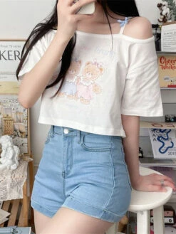 Teddy Bear Friends Tee -Clothing Discount Store teddy bear friends tee crop tops plus size sizes shirt kawaii babe 493