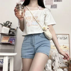 Teddy Bear Friends Tee -Clothing Discount Store teddy bear friends tee crop tops plus size sizes shirt kawaii babe 571