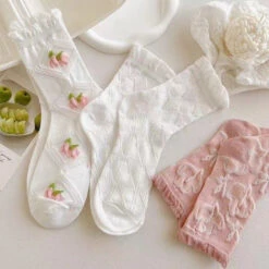 Textured Angelic Socks -Clothing Discount Store textured angelic socks angelcore faecore fairycore rosebud kawaii babe 924