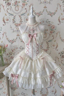 The Queen's Web Dress 30 The Queen's Web Dress -Clothing Discount Store the queen of lolitas dress beige pink ribbons xs cute dresses goth gothic kawaii babe 738