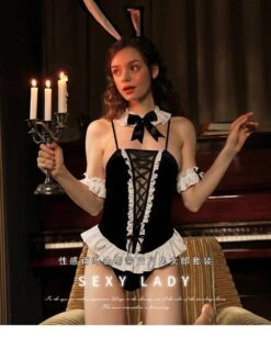 Tie Me Up Bunny Bodysuit Set -Clothing Discount Store tie bunny bodysuit set baby bun bunnies rabbit cosplay onesie ddlg playground 170