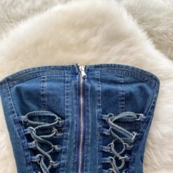 Tiny Denim Dancer Outfit Set -Clothing Discount Store tiny denim dancer outfit set sets bows corset denim jeans kawaii 568