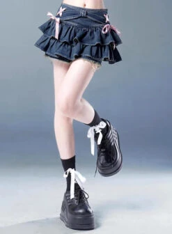 Tiny Denim Dancer Outfit Set -Clothing Discount Store tiny denim dancer outfit set sets bows corset denim jeans kawaii 866