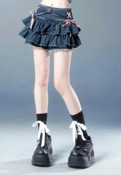 Tiny Denim Dancer Outfit Set -Clothing Discount Store tiny denim dancer outfit set sets bows corset denim jeans kawaii 907