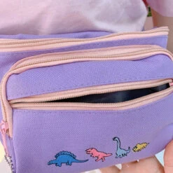 Tiny Dino Fanny Pack -Clothing Discount Store tiny dino fanny pack bags canvas dinos dinosaurs fairy kei bag kawaii babe 356