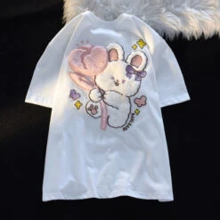 Tulip Bunny Fluffy Tee -Clothing Discount Store tulip bunny fluffy tee bunnies rabbits flowers rabbit shirt kawaii babe 337