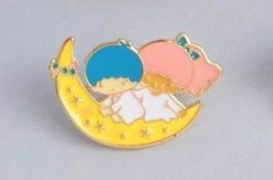 Moon Ride Enamel Pin -Clothing Discount Store twin star enamel pin accessories brooch constellation gold kawaii babe 569