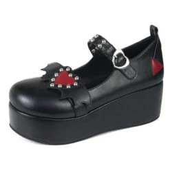 Valentine Mary Janes -Clothing Discount Store valentine mary janes black winged heart 5 buckle footwear shoes lolita ddlg playground 782
