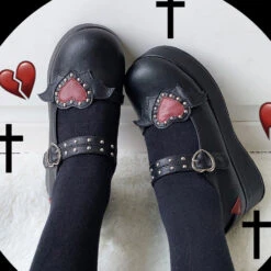 Valentine Mary Janes -Clothing Discount Store valentine mary janes buckle footwear heart shoes lolita ddlg playground 566