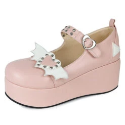 Valentine Mary Janes -Clothing Discount Store valentine mary janes pink winged heart 5 buckle footwear shoes lolita ddlg playground 649