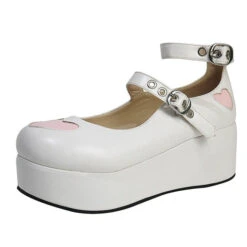 Valentine Mary Janes -Clothing Discount Store valentine mary janes white matte big heart 8 5 buckle footwear shoes lolita ddlg playground 425