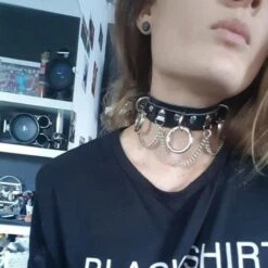 O-Ring Collar -Clothing Discount Store vegan leather o ring choker necklace edgy punk rock alt fashion 274