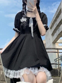 Wednesday Dress -Clothing Discount Store wednesday dress dresses addams family puff sleeves equal parts kawaii 750