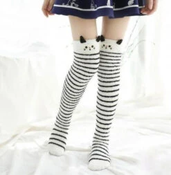 White Kitty Thigh Highs -Clothing Discount Store white kitty thigh highs cats furry fuzzy fuzzy socks high socks kawaii babe 341