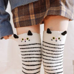 White Kitty Thigh Highs