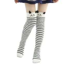 White Kitty Thigh Highs -Clothing Discount Store white kitty thigh highs cats furry fuzzy fuzzy socks high socks kawaii babe 460