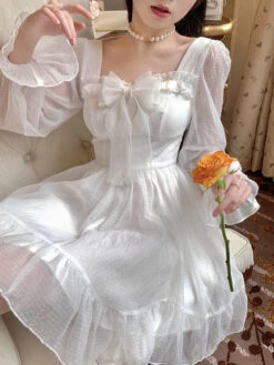 White Lace Princess Dress -Clothing Discount Store white lace princess dress dresses white delicate overlays angelic 139