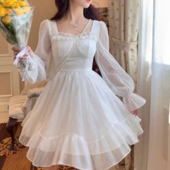 White Lace Princess Dress -Clothing Discount Store white lace princess dress dresses white delicate overlays angelic 574