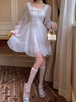 White Lace Princess Dress -Clothing Discount Store white lace princess dress dresses white delicate overlays angelic 679