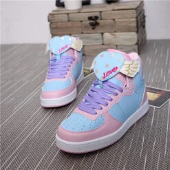 Winged Heart Hi Top Sneakers 15 Winged Heart Hi Top Sneakers -Clothing Discount Store winged heart hi top sneakers angel wings baby blue fairy kei tops shoes kawaii babe 936