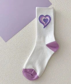 Y2K Purple Heart Socks -Clothing Discount Store y2k purple heart socks hearts kawaii pink purple 128