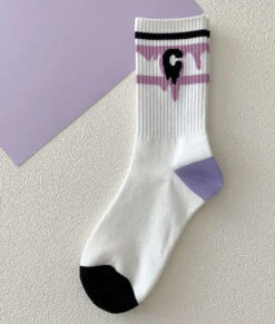 Y2K Purple Heart Socks -Clothing Discount Store y2k purple heart socks hearts kawaii pink purple 760