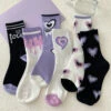 Y2K Purple Heart Socks 1 Y2K Purple Heart Socks -Clothing Discount Store y2k purple heart socks hearts kawaii pink purple 957
