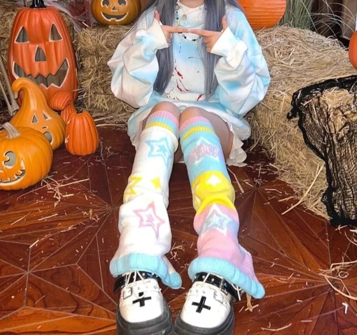 Y2K Star Pastel Leg Warmers 6 Y2K Star Pastel Leg Warmers - Image 4