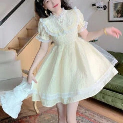 Yellow Sweetheart Dress -Clothing Discount Store yellow sweetheart dress angel angelic dresses ethereal kawaii babe 314