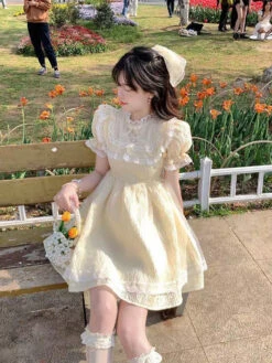 Yellow Sweetheart Dress -Clothing Discount Store yellow sweetheart dress angel angelic dresses ethereal kawaii babe 514