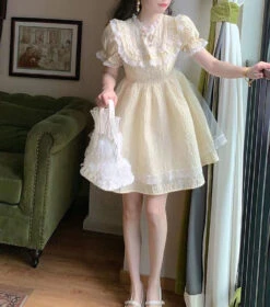 Yellow Sweetheart Dress -Clothing Discount Store yellow sweetheart dress angel angelic dresses ethereal kawaii babe 589